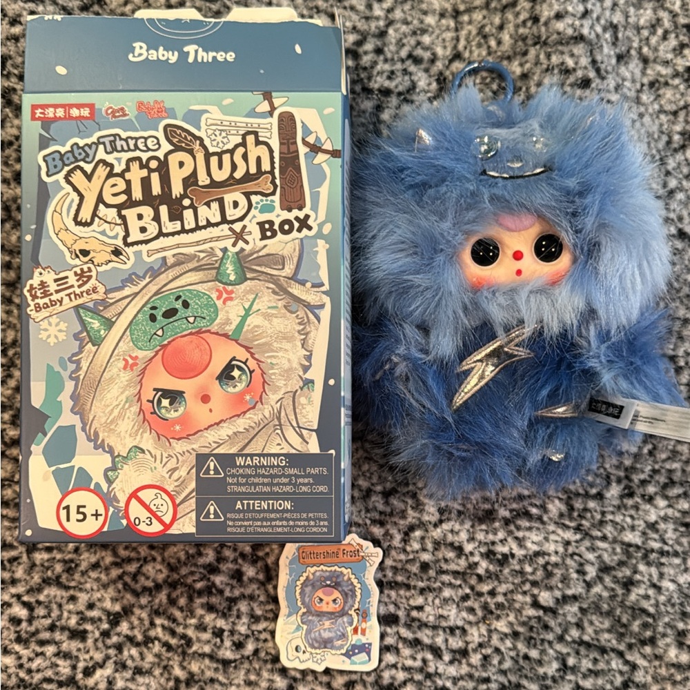 Baby three yeti plush- glittershine frost